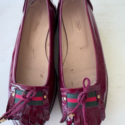 Sonia by Sonia Rykiel women's loafers used, burgundy patent leather size 39