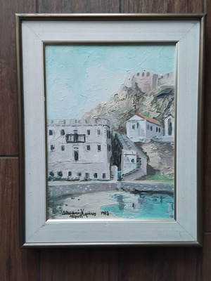 Signed painting by Diamantis Karakos 1988, oil on canvas, like new