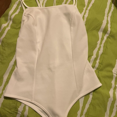 Women's white backless bodysuit