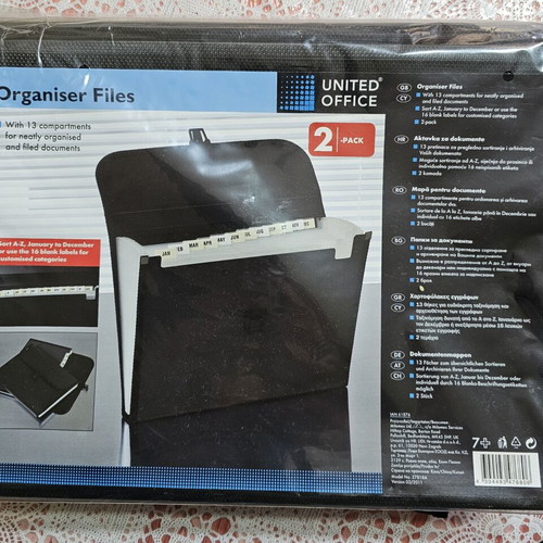 United Office Accordion File 2-Pack new, 13 compartments, A4 size