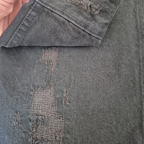 Zara Man Distressed Denim Shirt Relaxed Fit Size S like new