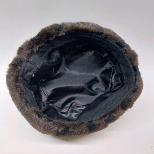 Women's winter hat made of faux fur like new, brown and black