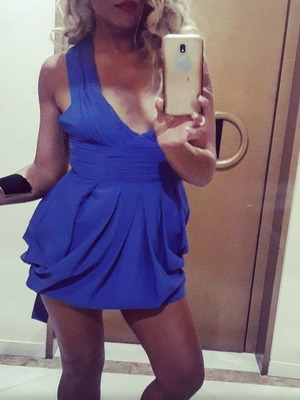 Electric blue dress with lining used, balloon style, cross back