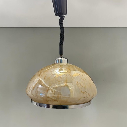 Vintage mid-century ceiling light used, glass and metal