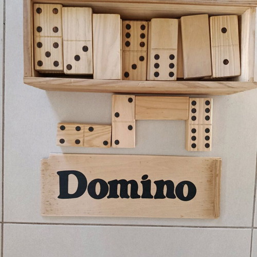Wooden Domino board game 27 pieces used