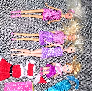 4 κούκλες μαζί με χριστουγεννιάτικο ρούχο