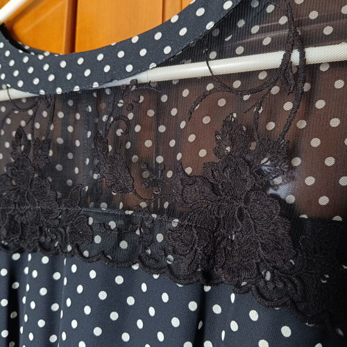 Desiree polka dot dress used, black and white, polyester