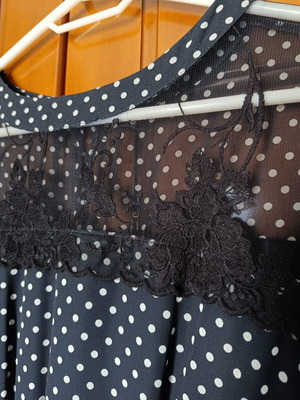 Desiree polka dot dress used, black and white, polyester