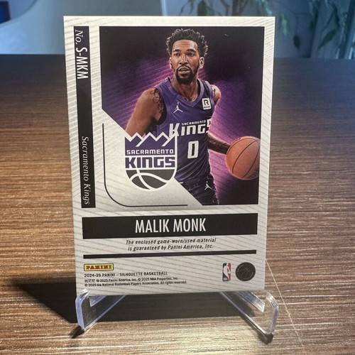 Malik Monk numbered card 20/25 JUMBO Game Worn Patch 24-25 Panini NBA Silhouette new