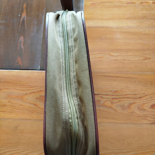 Toiletry bag like new, brown canvas with leather strap BAZOOKA