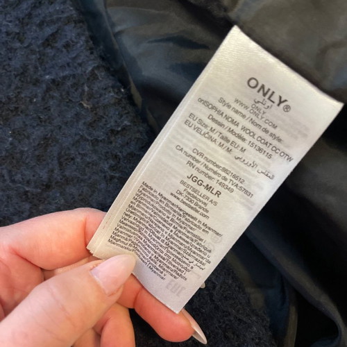 Wool boucle coat used, blue, size medium