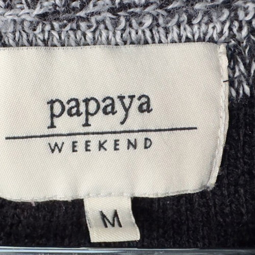 Oversized striped knit sweater Papaya M like new, black and grey with zippers