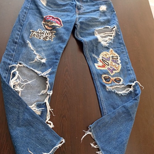Jeans with sequin embroidery Zara like new, size 32, blue