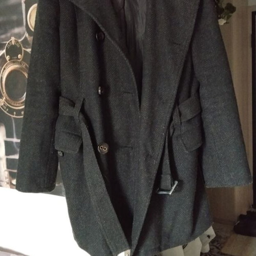 Coat gray with hood used, size XL