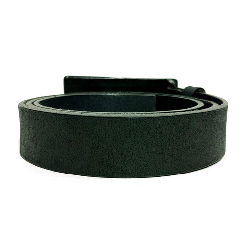 Ilaria Nistri Avant-Garde Black Leather Belt with Covered Buckle, Size 90