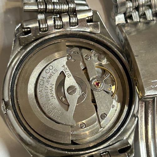 Orient 17j automatic watch used, men's, white and silver