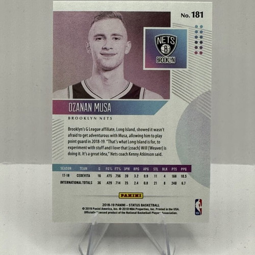 Panini Status Dzanan Musa RC Brooklyn Nets NBA card like new