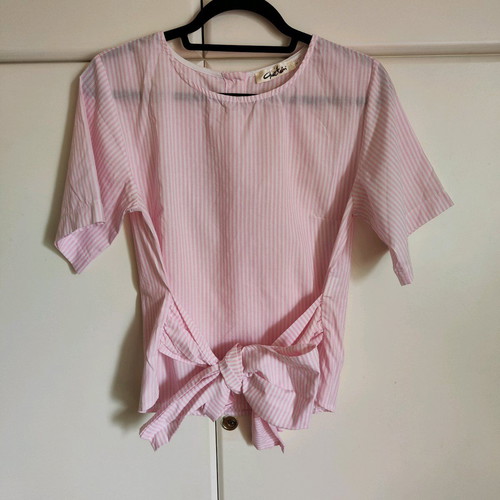 Chaton striped blouse like new, white and pink, size M