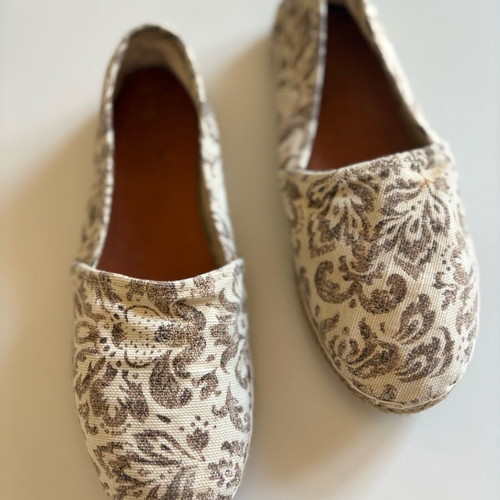 Dots handmade espadrilles used, size 38, beige multicolor
