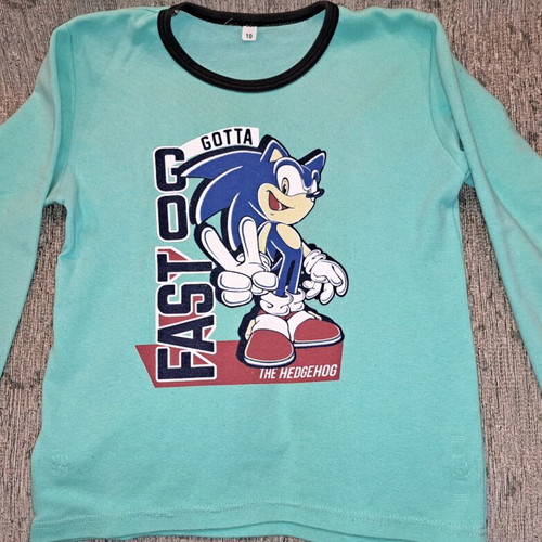 Sonic pajamas used for boy 9-10 years turquoise and gray