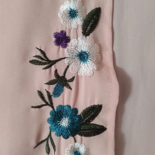 Shein long pink tunic with embroidered flowers like new
