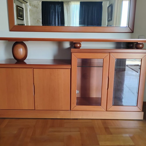 Living room furniture set cherry wood with lighting, like new