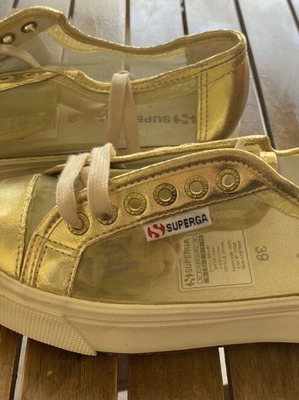 Γυναικεία Sneakers Superga - Χρυσά με Διαφανείς Λεπτομέρειες