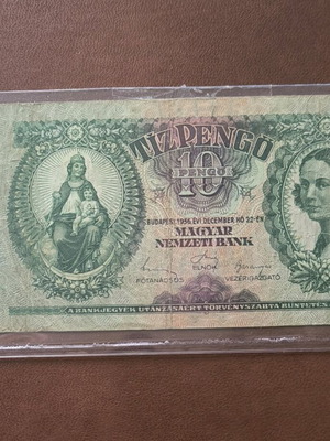 Hungarian collectible banknote 1956 used, 10 pengo value
