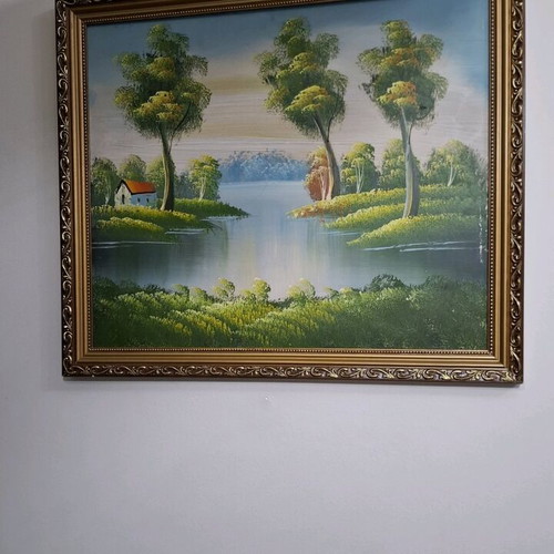Landscape Painting with Frame like New, 67x55 cm, Classic Style