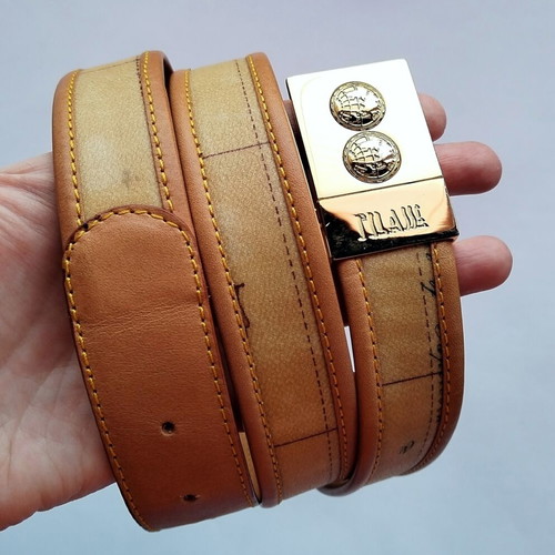 1st Classe Alviero Martini Geo Printed Leather Belt New, Size 100 cm