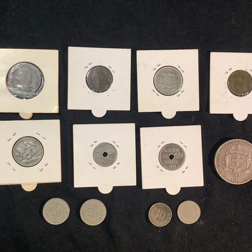 12 Greek coins of King George I used 1869-1912