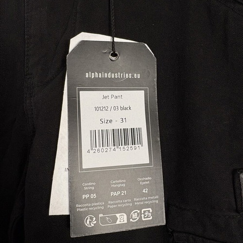 Alpha Industries Jet Pants size W31 new, black