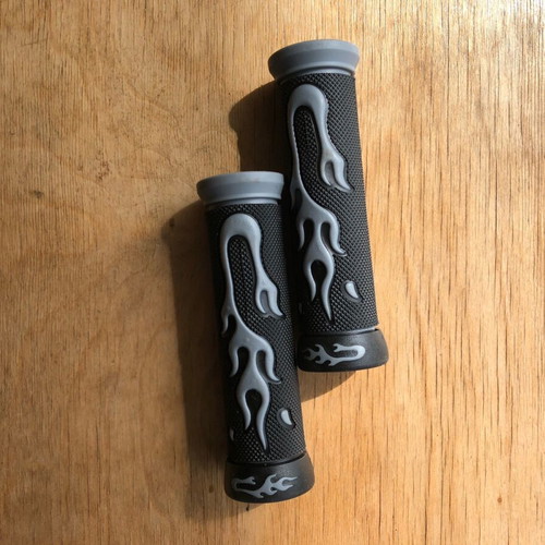 Gray-Black Grips with Flames New