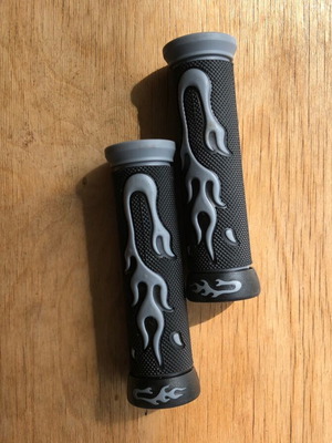 Gray-Black Grips with Flames New