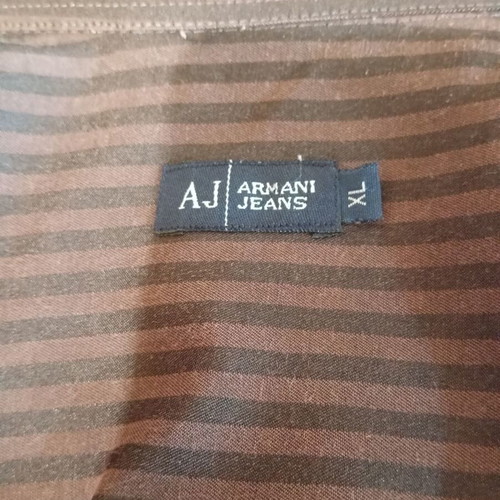 Armani Jeans men's shirt used, striped brown and black, size XL