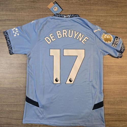 Manchester City 2024/25 home jersey fan version with De Bruyne no.17, size L, new