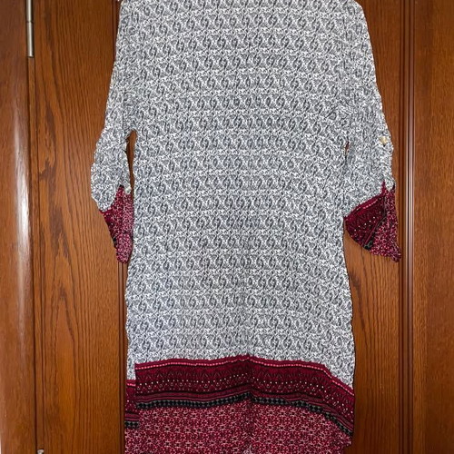 Caftan used, airy burgundy-white beachwear, size Medium