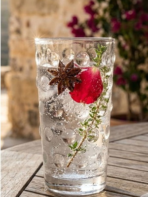 Pasabahce Rings Water Glasses Set of 6 with Embossed Circular Design