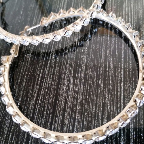 Large hoop earrings with rhinestones like new
