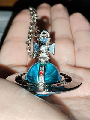 Vivienne Westwood Big Lake Blue Saturn Orb Necklace