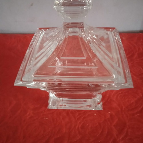 Crystal fondue pot with lid like new, Bohemian crystal