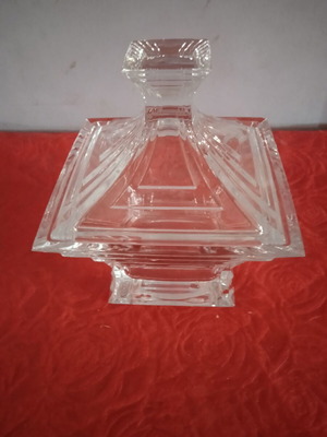 Crystal fondue pot with lid like new, Bohemian crystal