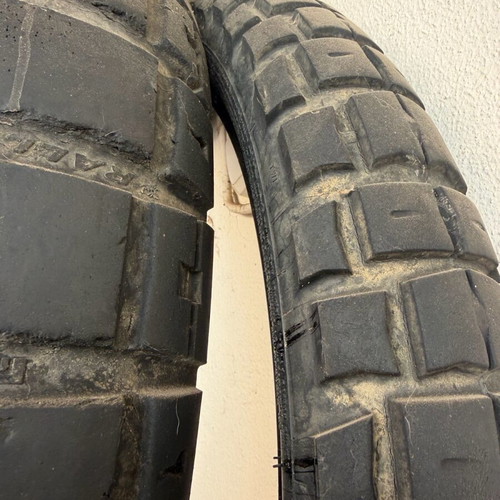 Pirelli Scorpion Rally STR motorcycle tires used, front 90/90/21 & rear 150/70R18