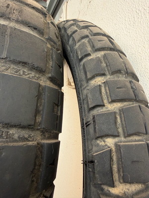 Pirelli Scorpion Rally STR motorcycle tires used, front 90/90/21 & rear 150/70R18