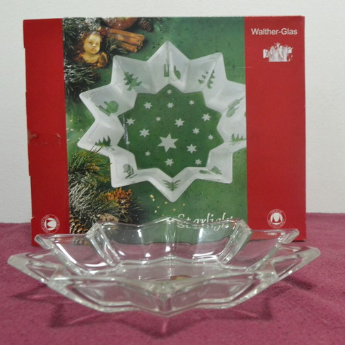 Serving platter new, polygon star shape Walther-Glas crystal