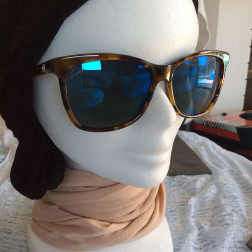 Gucci sunglasses brown frame blue mirror lens like new