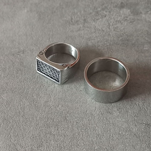 Marea stainless steel men's rings set, mechanical and wide band