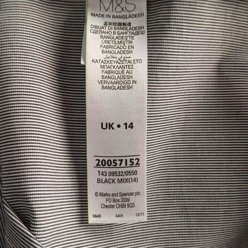 Marks and Spencer women's striped shirt size 14 like new, black and white