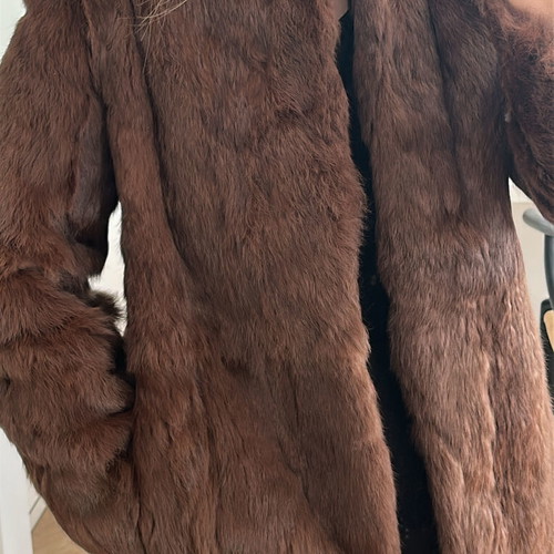 Authentic natural fur in chocolate color like new, size M