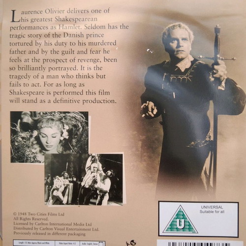 Hamlet DVD used, English language, cover worn